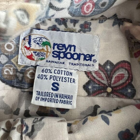 VTG Reyn Spooner Shirt Mens Small Hawaiian Short Sleeve Button Up US Flag Eagle - Picture 3 of 11
